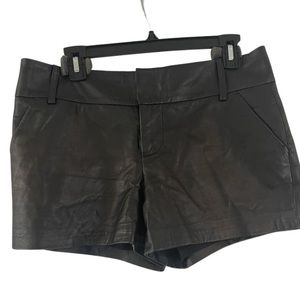 Alice + Olivia Candy Black Leather Lambskin Shorts. Size 6